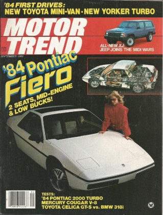MOTOR TREND 1983 SEPT - XR4i, FIERO, COUGAR 5.0L, GTI